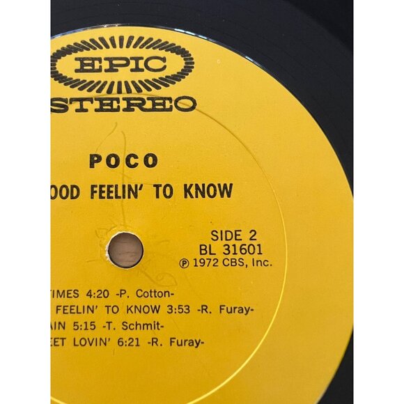 Poco "A Good Feelin To Know" 1972 Vinyl LP Album Epic Records KE 31601 Stereo - Picture 5 of 7